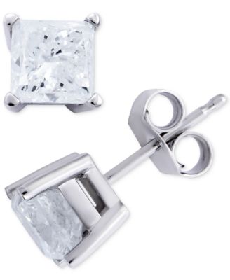 Macy's - Certified Diamond Princess Stud Earrings (2 ct. t.w.) in 14k White Gold