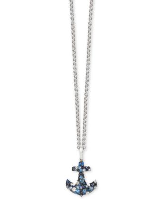 EFFY Collection - Multi-Sapphire Anchor Pendant Necklace (1-3/8 ct. t.w.) in Sterling Silver