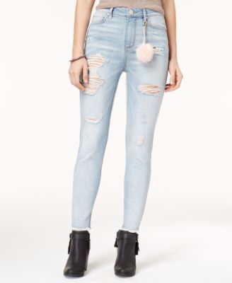 Tinseltown - Juniors' Ripped Sweetie Light-Wash Skinny Jeans