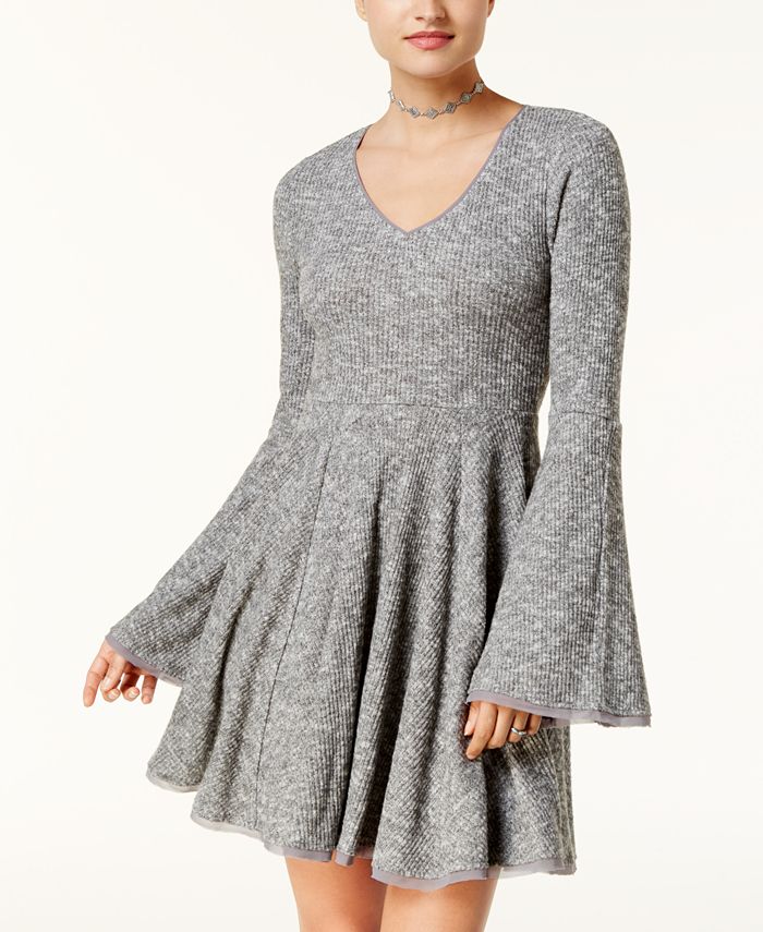 American Rag Juniors' Bell-Sleeve Fit & Flare Dress, Created for Macy's ...