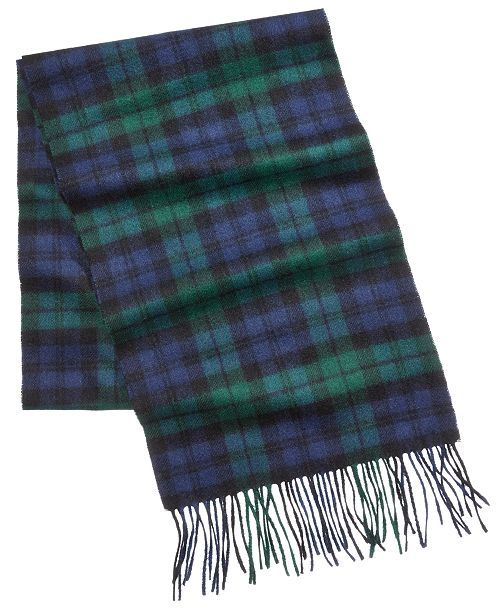 Club Room Men's Cashmere Blackwatch Plaid Scarf, Created for Macy's
