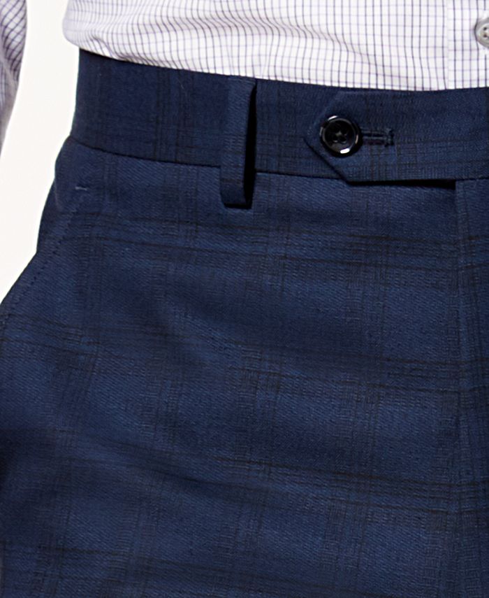 Alfani Men's Traveler Slim-Fit Stretch Navy Checkered Pants, Created ...
