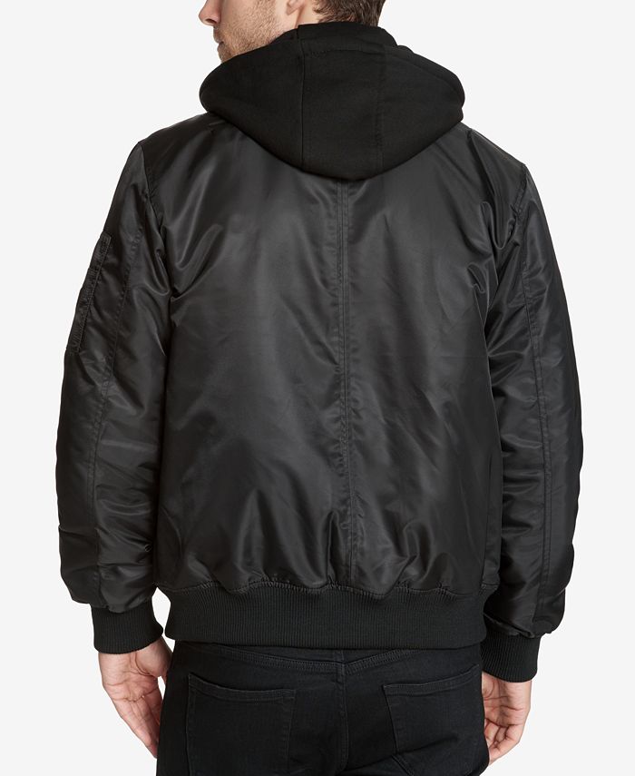 GUESS Men's Bomber Jacket with Removable Hooded Inset & Reviews - Coats