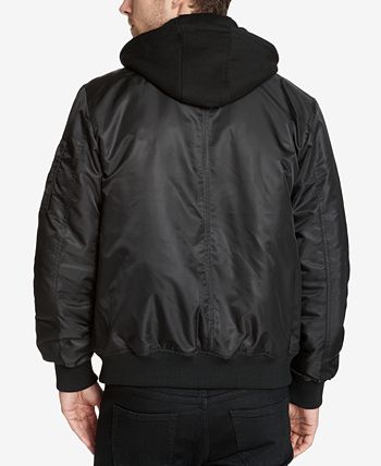 GUESS - Men's Bomber Jacket with Removable Hooded Inset