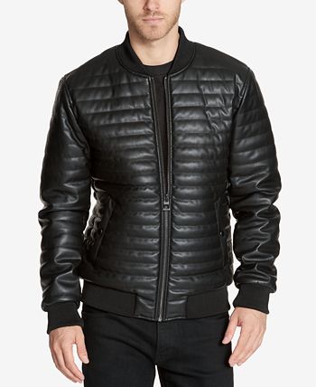 GUESS Men's Quilted Faux-Leather Bomber Macy's