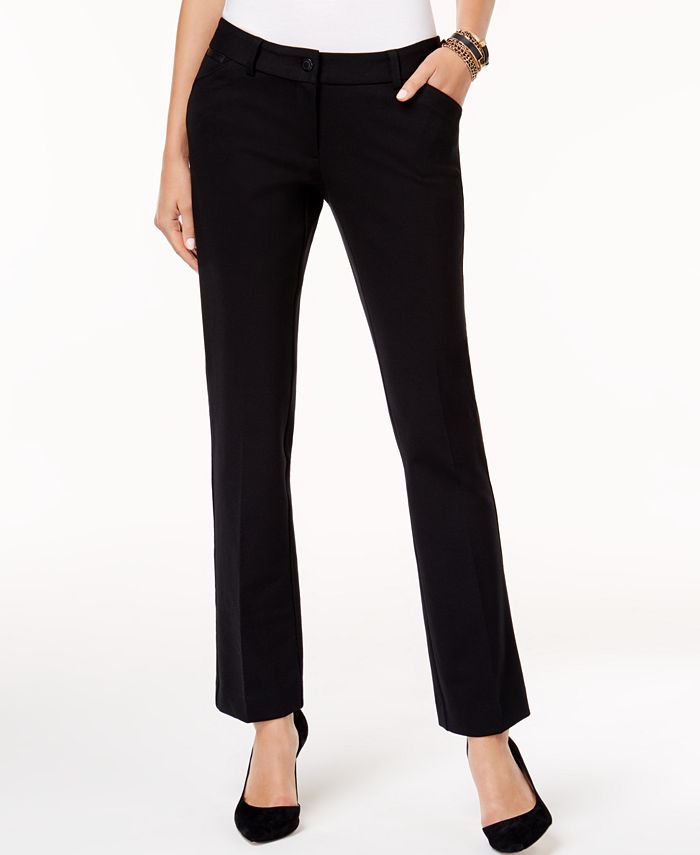 Alfani Faux-Leather-Trim Straight-Leg Pants, Created for Macy's ...