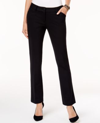 Alfani Faux-Leather-Trim Straight-Leg Pants, Created for Macy's - Macy's