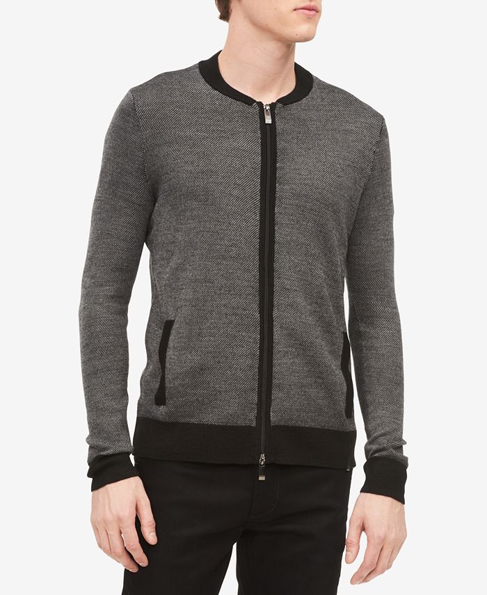 Calvin Klein Men's Merino Full-Zip Sweater, Created for Macy's & Reviews -  Sweaters - Men - Macy's