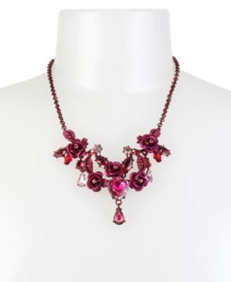 Betsey Johnson Pink-Tone Flower & Crystal Collar Necklace - Fashion ...