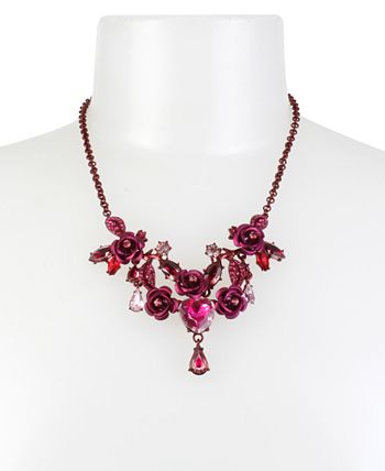 Betsey Johnson Flower Choker Necklace - Pink & Blue Pastel Floral Adjustable 22" Chain - View #2