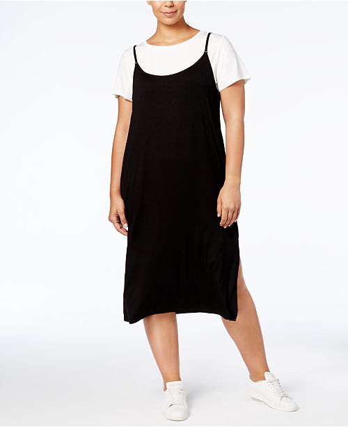 Calvin Klein Plus-Size T-Shirt Slip Dress & Reviews - Dresses - Plus Sizes - Macy&#39;s