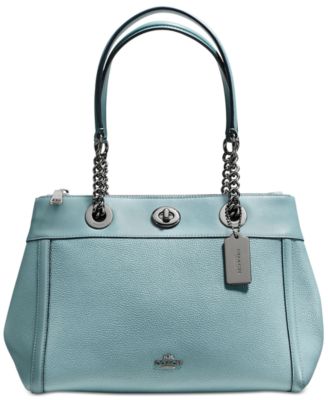 coach turnlock edie shoulder bag in polished pebble leather