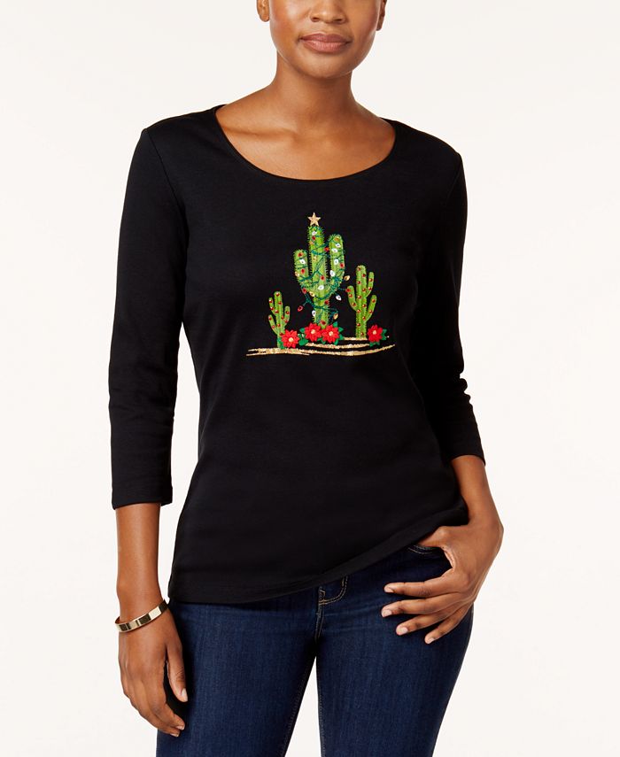 Karen scott outlet embroidered tops