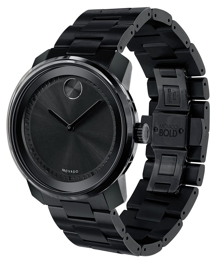 Movado Men's Swiss BOLD Black Stainless Steel Bracelet Watch 43mm Macy's