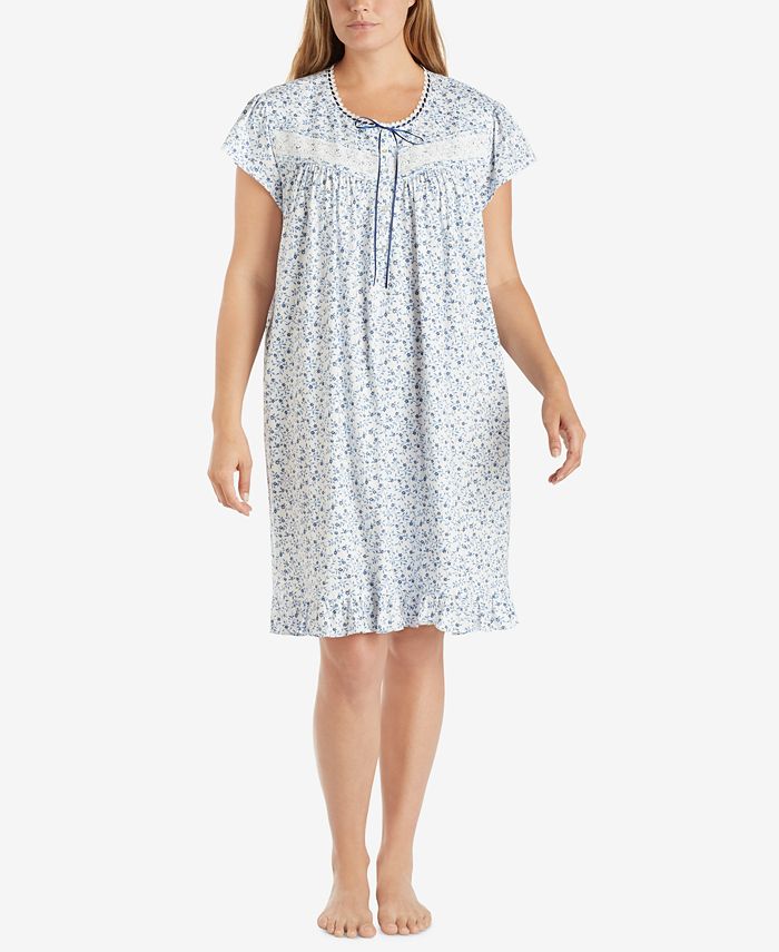 Eileen West Plus Size Printed Cotton Knit Nightgown Macy's
