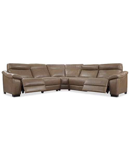 Furniture Closeout Gennaro 5 Pc Leather Sectional Sofa With 2