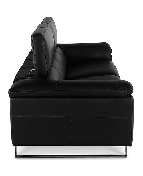 Furniture Trivoly 90" Leather Sofa with Articulating Headrest, Created