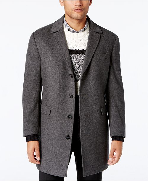 Calvin Klein Men's Minneapolis Wool-Blend Slim-Fit Overcoat - Coats ...