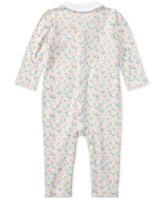 Baby Girls Floral Print Cotton Coverall