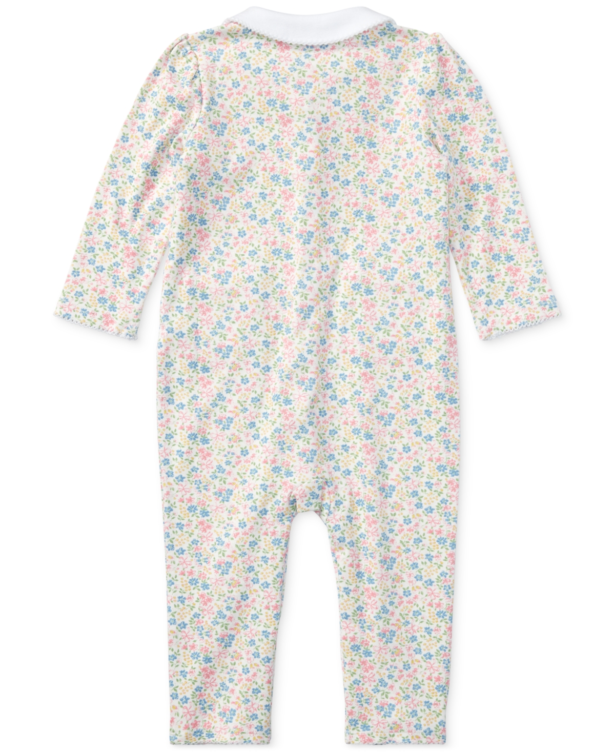 Shop Polo Ralph Lauren Baby Girls Floral Print Cotton Coverall In White Multi