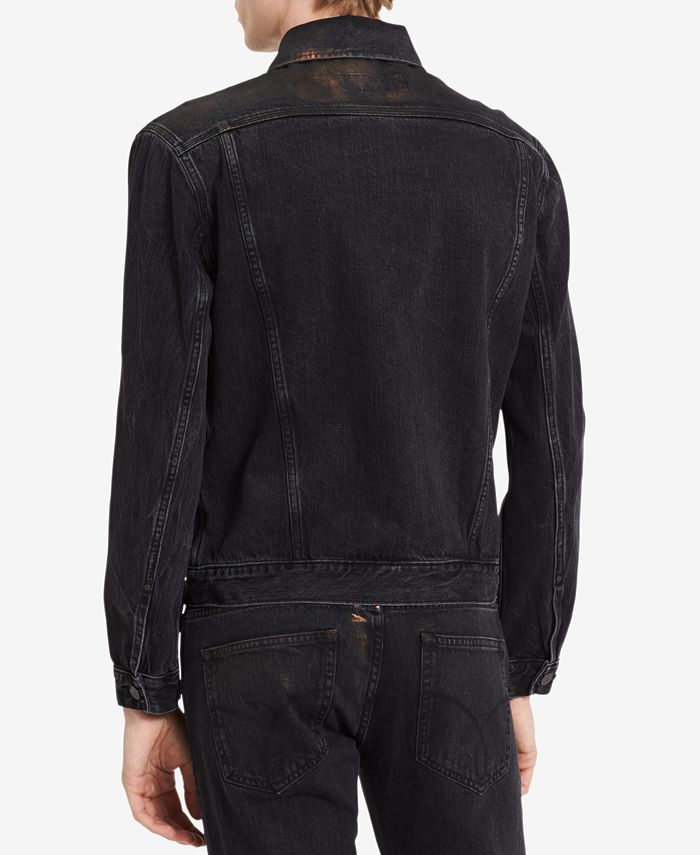 Calvin klein distressed denim jacket clearance