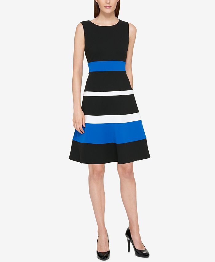 Tommy hilfiger colorblocked fit & flare dress outlet