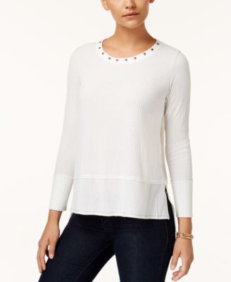 Style & Co - Petite Studded Textured Top