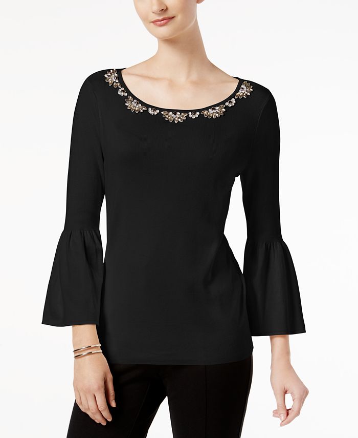 Charter Club Embellished Sweater, Created for Macy's - Macy's
