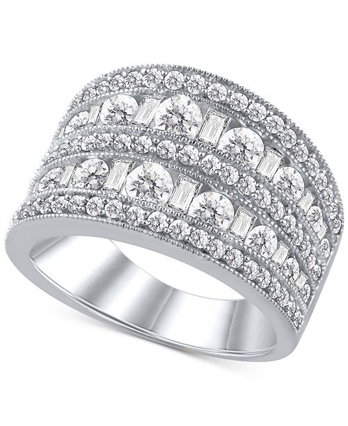 Macy S Diamond Multi Row Statement Ring 2 Ct T W In 14k White