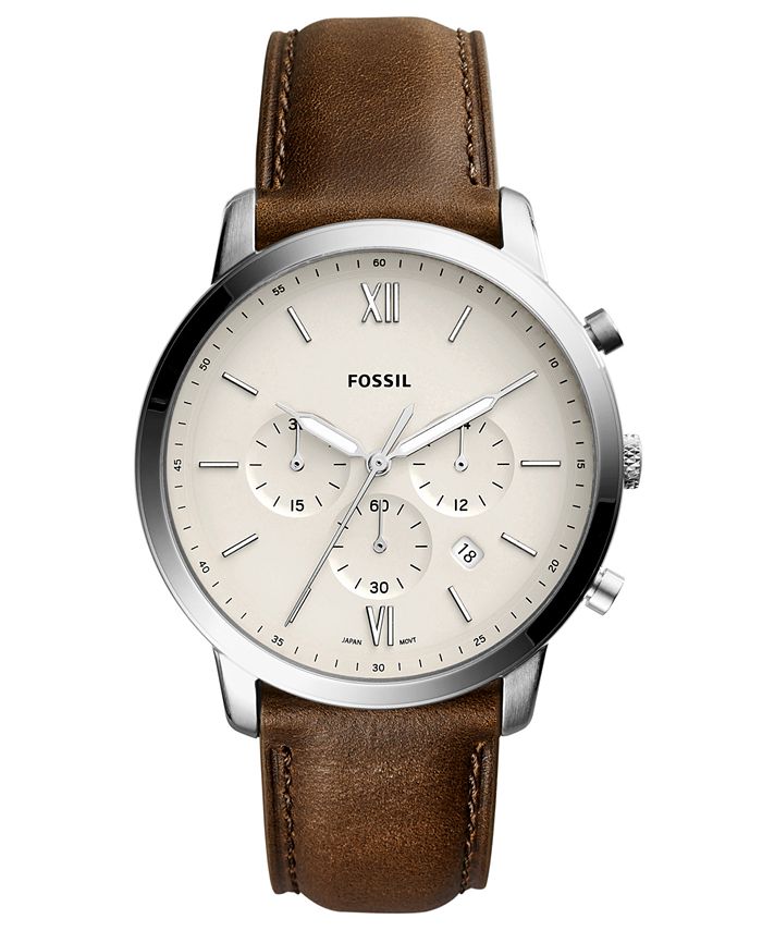 Fossil Men's Neutra Chronograph Brown Leather Strap Watch 44mm - Macy's