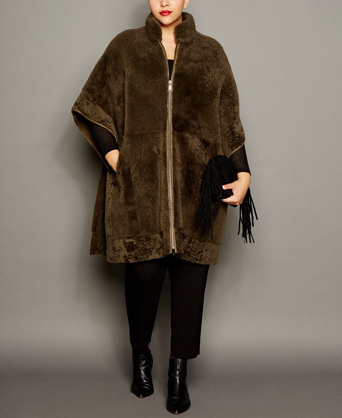 The Fur Vault Plus Size Shearling Lamb Coat & Reviews - Macy's