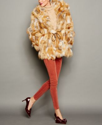 The Fur Vault Pieced Fox Fur Hooded Jacket