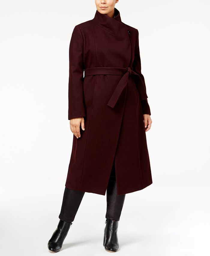 Kenneth Cole Plus Size Belted Maxi Coat - Macy's