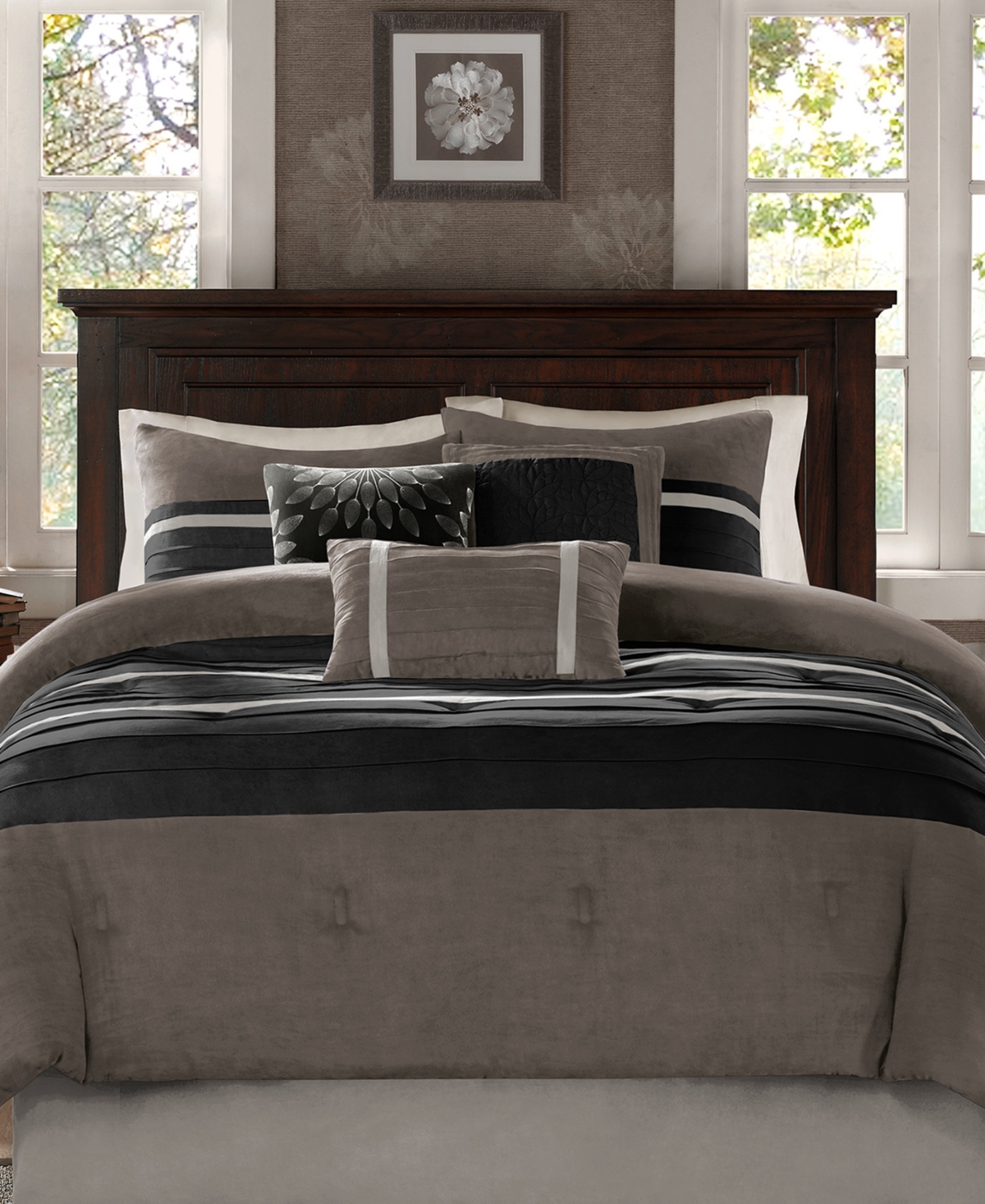 Madison Park Palmer Faux-Suede 7-Pc. Comforter Set, -grey
