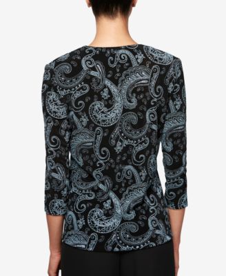 Alex Evenings Glitter Paisley-Print Jacket & Shell