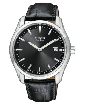 Citizen Men's Eco-Drive Black Croc Embossed Leather Strap Watch 40mm AU1040-08E