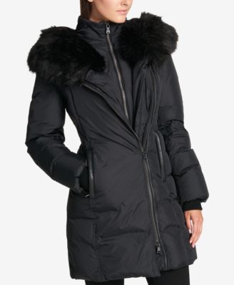 dkny asymmetrical puffer coat