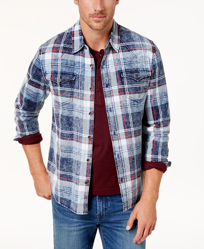 Blake Shelton BS by Men's Plaid Woven Shirt, Created for Macy's - Macy's