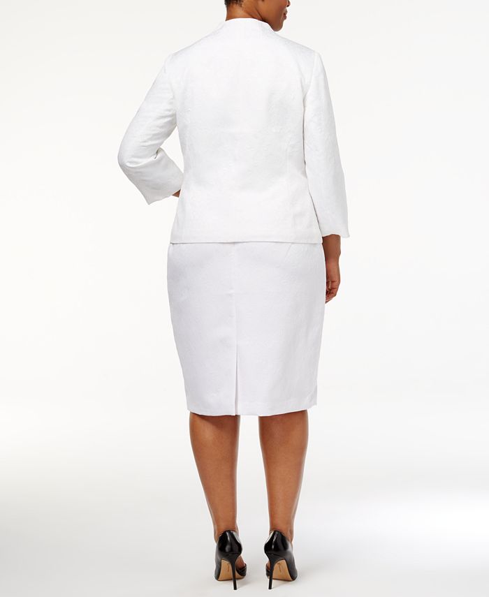 Le Suit Plus Size Jacquard Three-Button Skirt Suit - Macy's