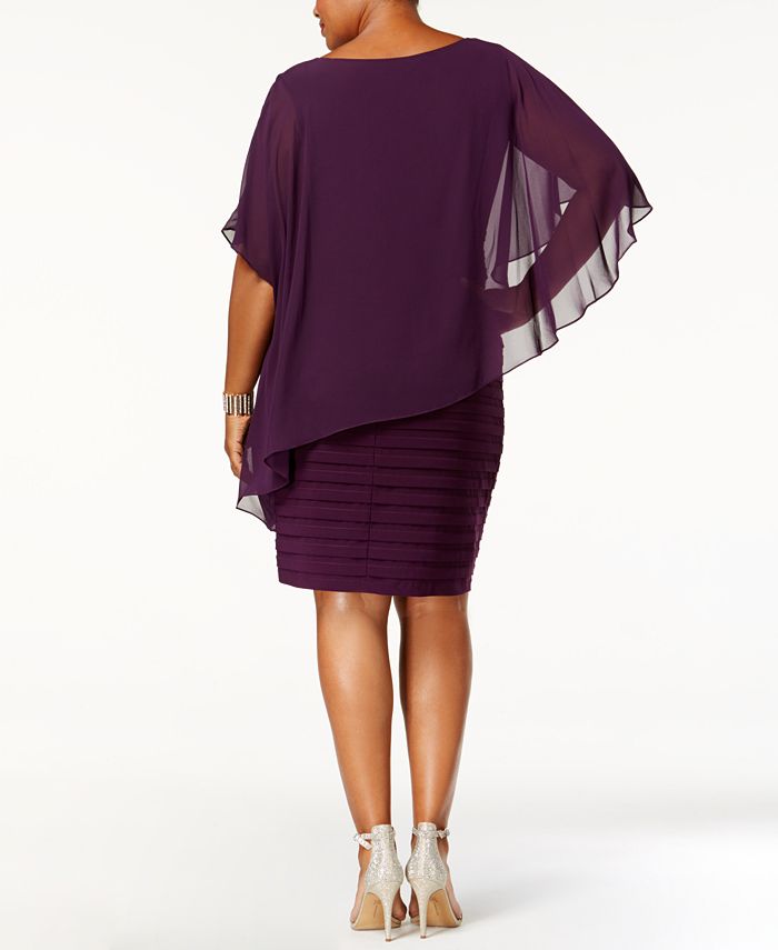 betsy and adam chiffon cape gown