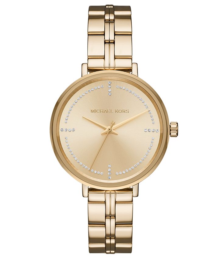 Michael Kors Women's Bridgette Gold-Tone Stainless Steel Bracelet Watch ...