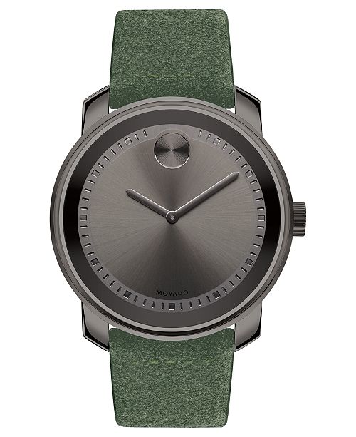 Movado Men's Swiss BOLD Green Suede Strap Watch 43mm ...