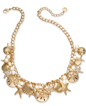 image of Charter Club Gold-Tone Imitation Pearl Sea Motif Statement Necklace, Created for Macy-s