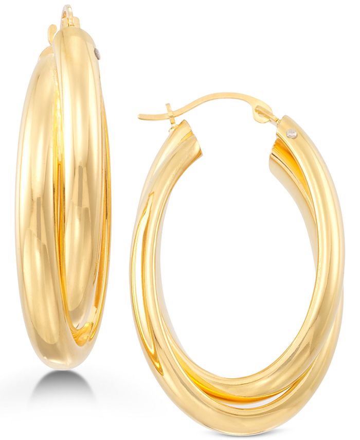 Signature Gold Oval Twist Hoop Earrings in 14k Gold over Resin, Created ...