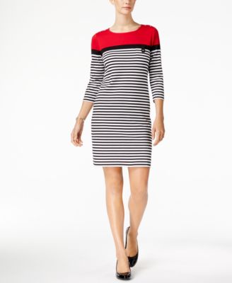 Karen Scott - Petite Striped Shift Dress