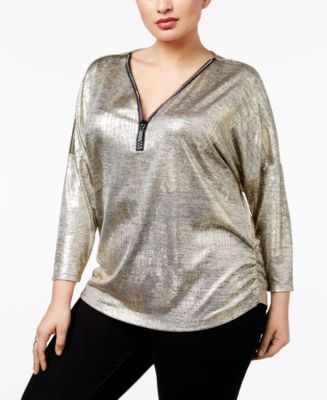 JM Collection Plus Size Metallic Top, Created For Macy's & Reviews ...