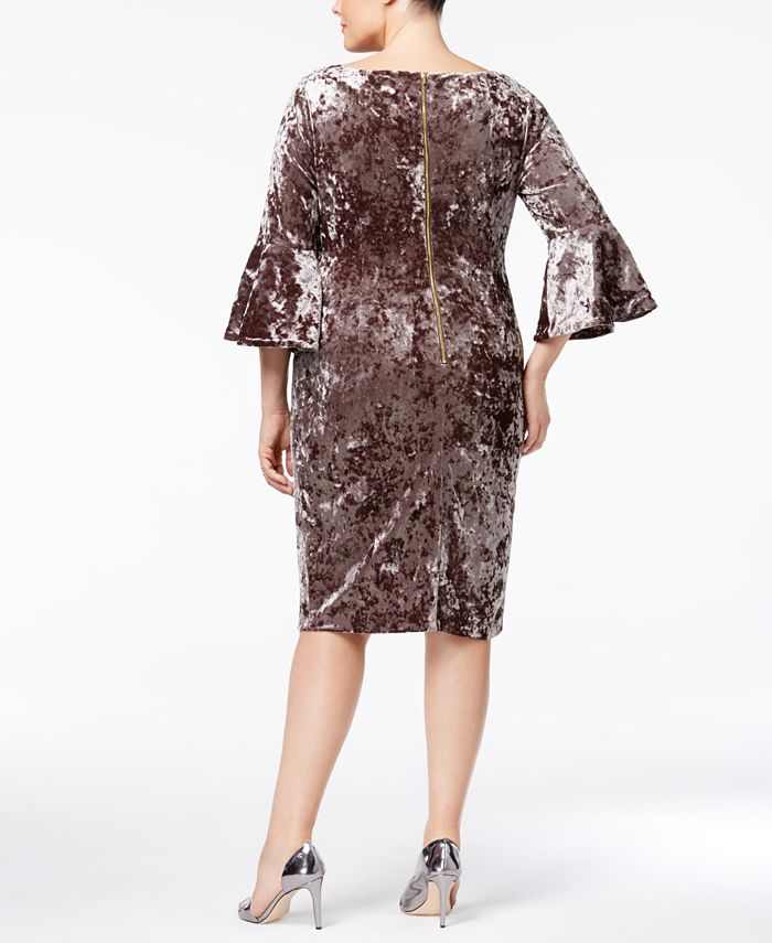 Calvin Klein Plus Size Crushed Velvet Bell Sleeve Dress Macy s