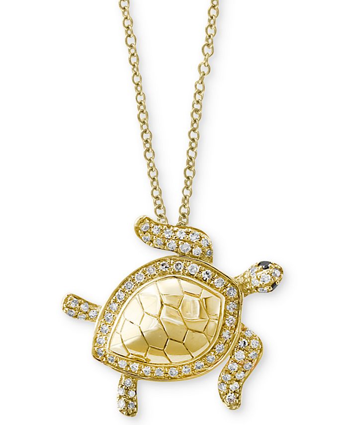 EFFY Collection - Diamond Turtle Pendant Necklace (1/4 ct. t.w.) in 14k Gold