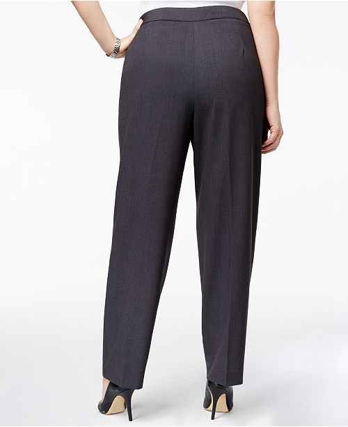 Calvin Klein Women's Plus Highline Straight Leg Dress Pants Dark Grey Size 20W