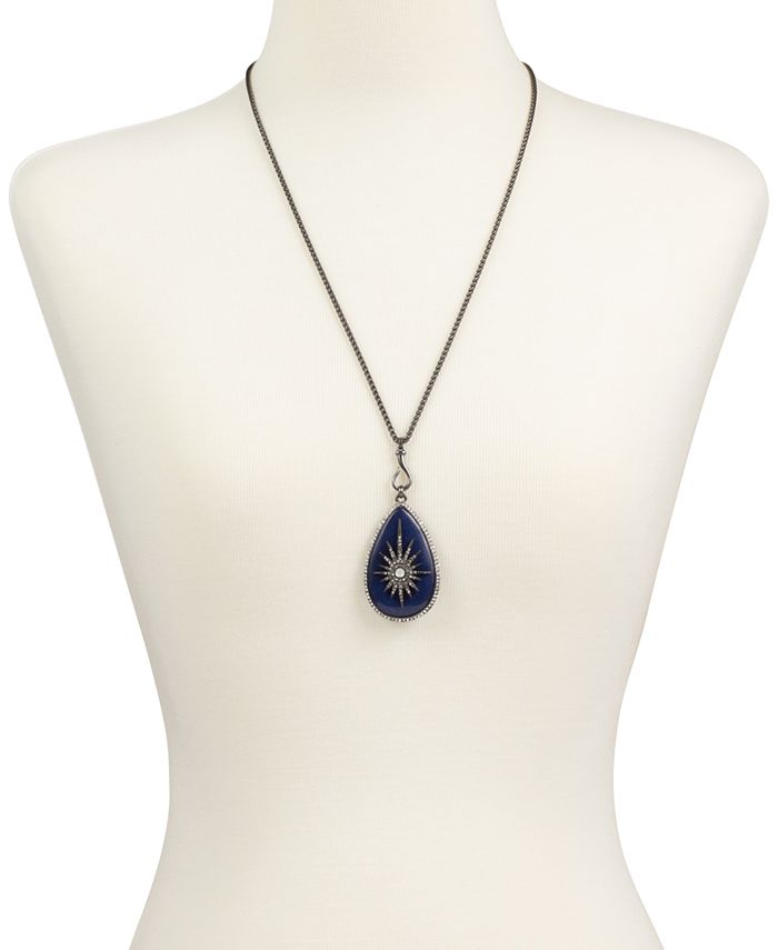 Lucky Brand SilverTone Starburst Teardrop Pendant Necklace Macy's